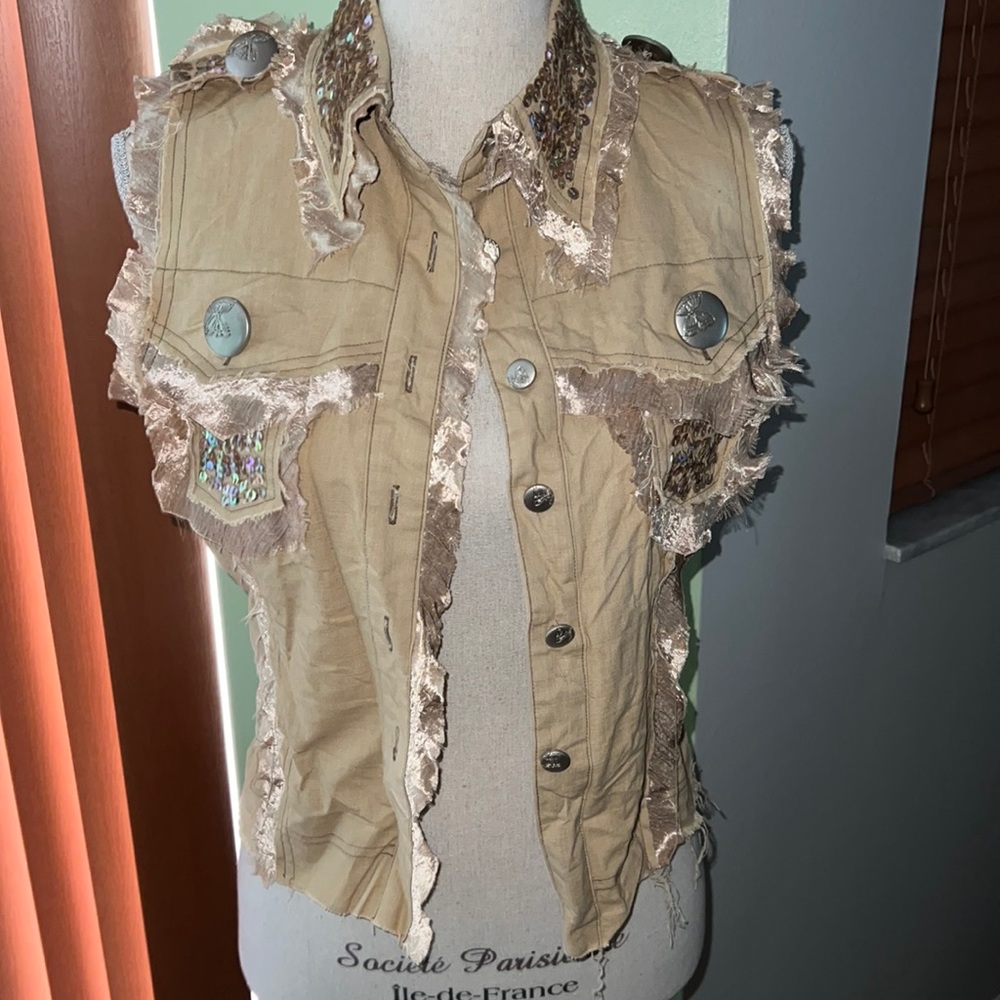 H.I.T. Sequin Embellished Button Down Vest